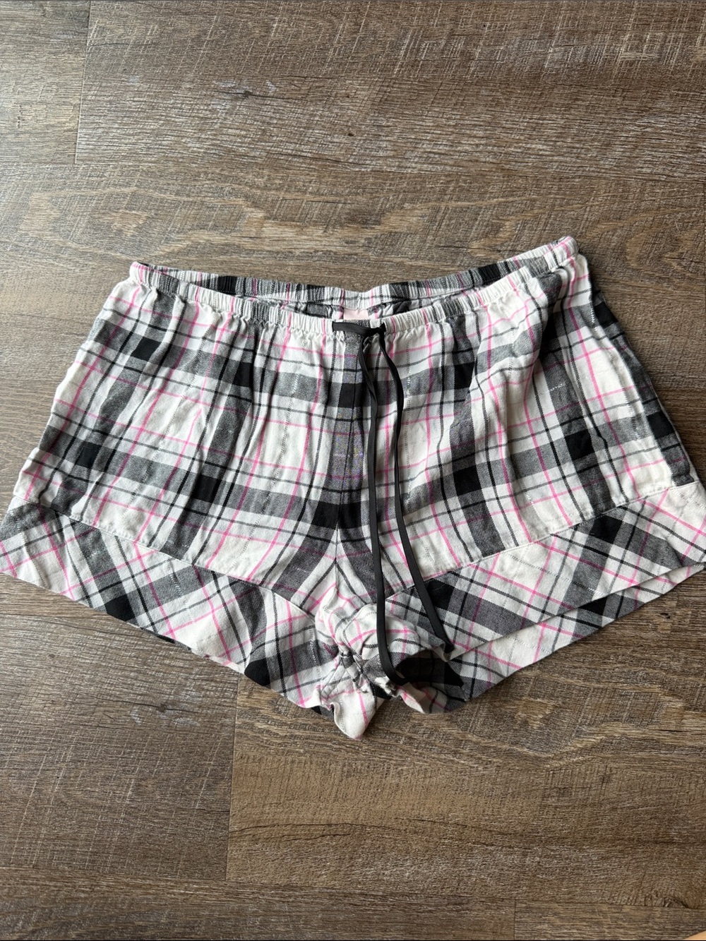 Victoria's Secret Black, White and Pink Plaid Lounge Shorts